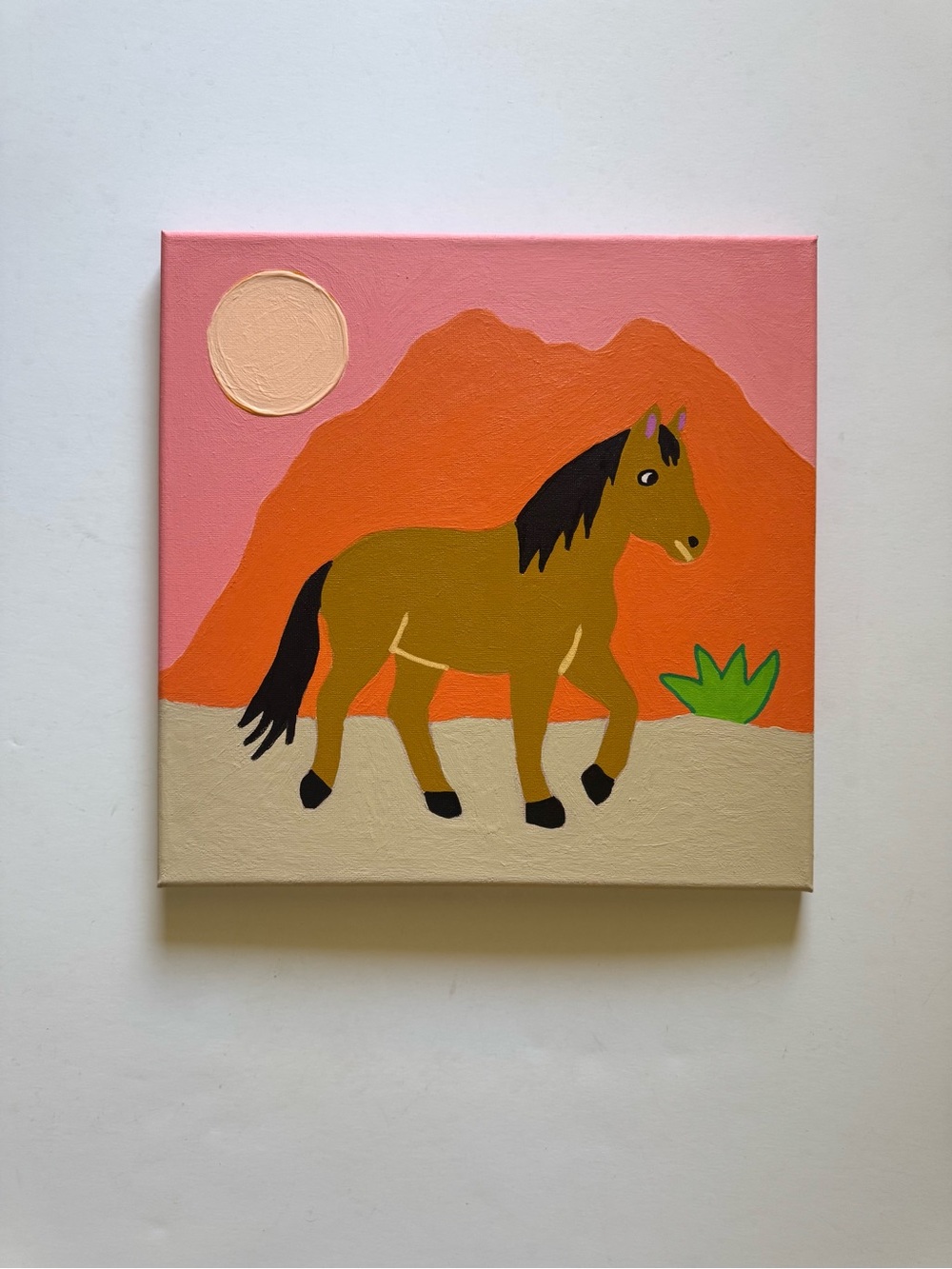 Pink and Orange Desert Horse Wall Art